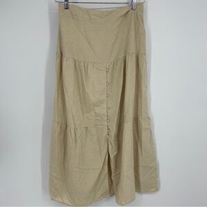 Midnight Sky Linen Blend Neutral Maxi Skirt NWT Size Large | New